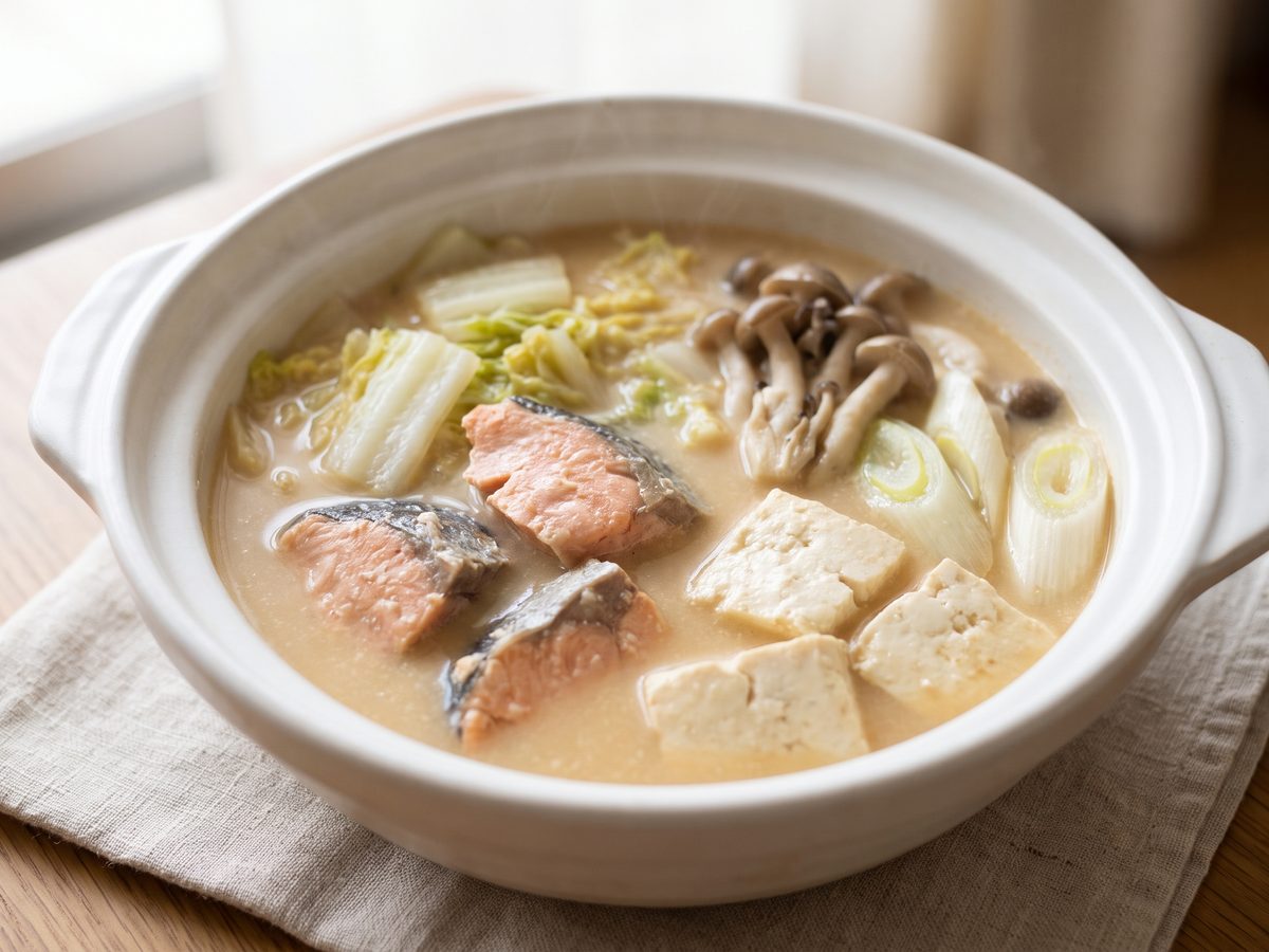 鮭と白菜の高タンパク豆乳鍋