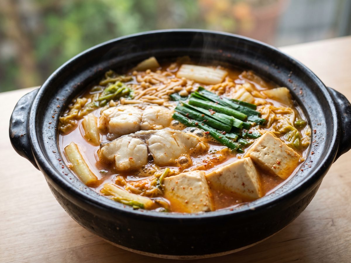 たらと豆腐の高タンパクキムチ鍋